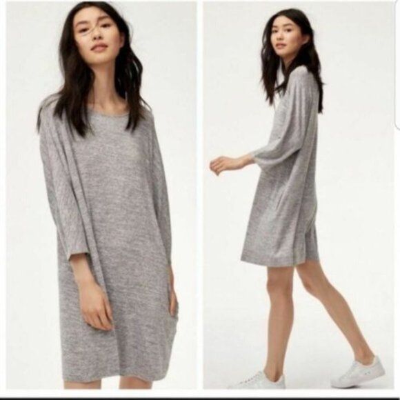Women's Aritzia Wilfred Tunic Dress 3/4 sleeve Grey Slouchy Casual Size Medium - Picture 1 of 8